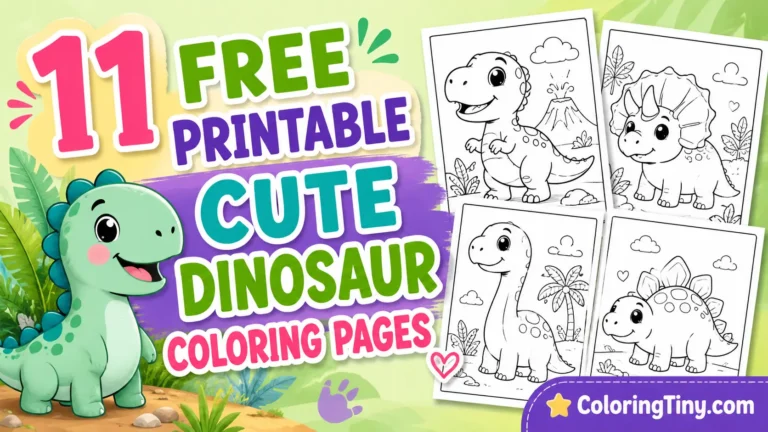 11 Free Printable Cute Dinosaur Coloring Pages