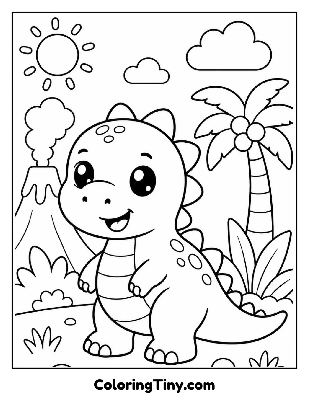 Cute Dinosaur Coloring Page
