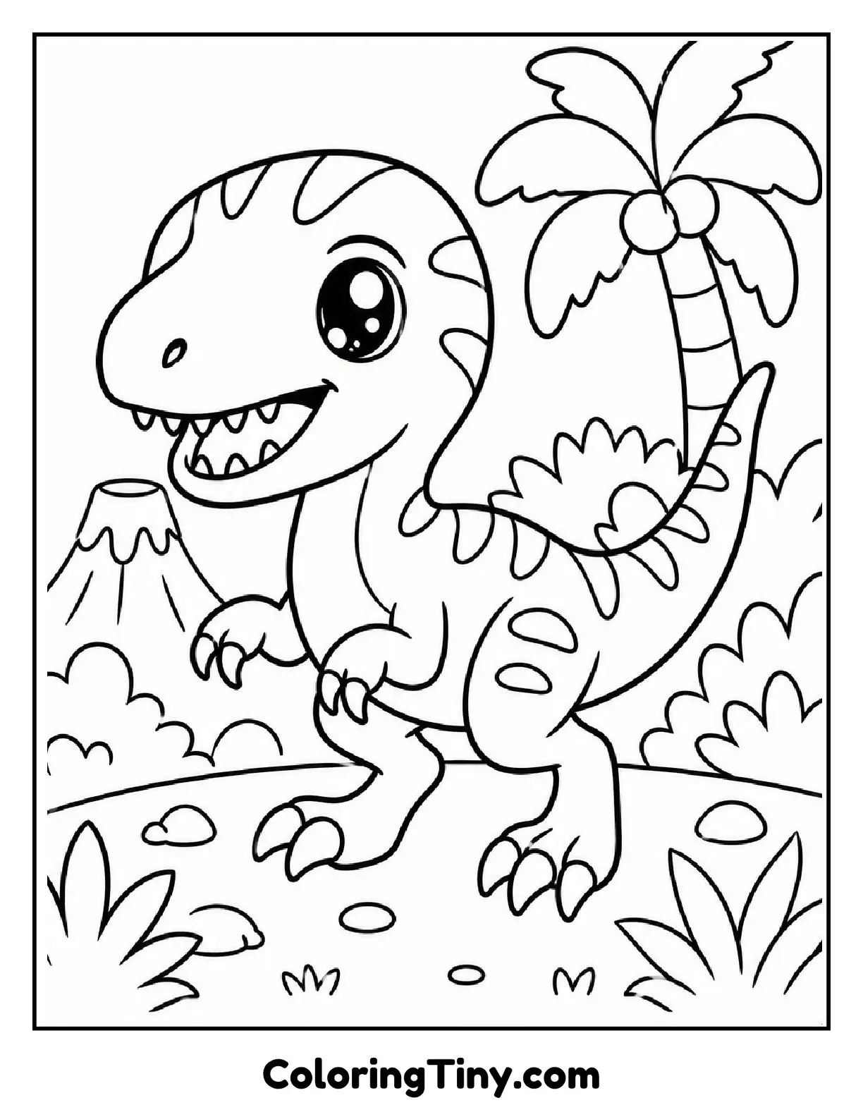 Cute Dinosaur Coloring Page