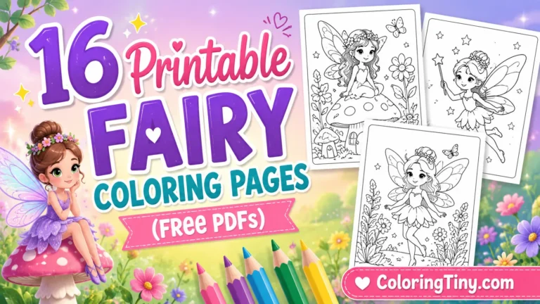 16 Printable Fairy Coloring Pages (Free PDFs)