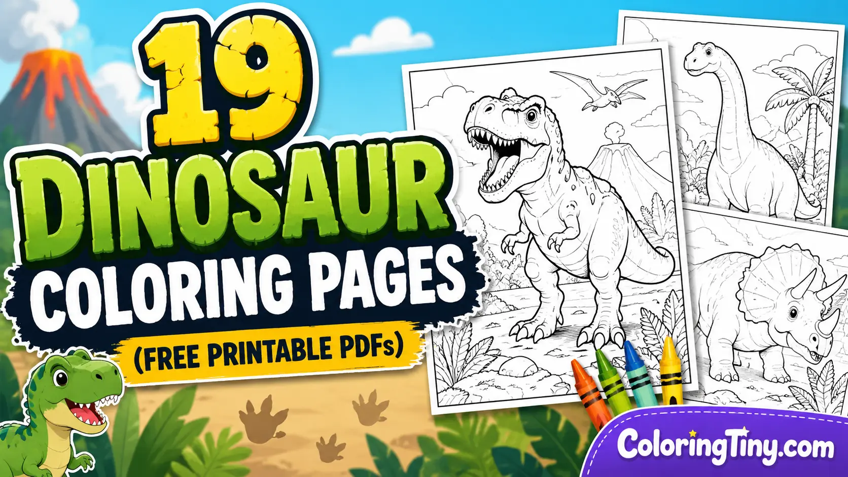 19 Dinosaur Coloring Pages (Free Printable PDFs)