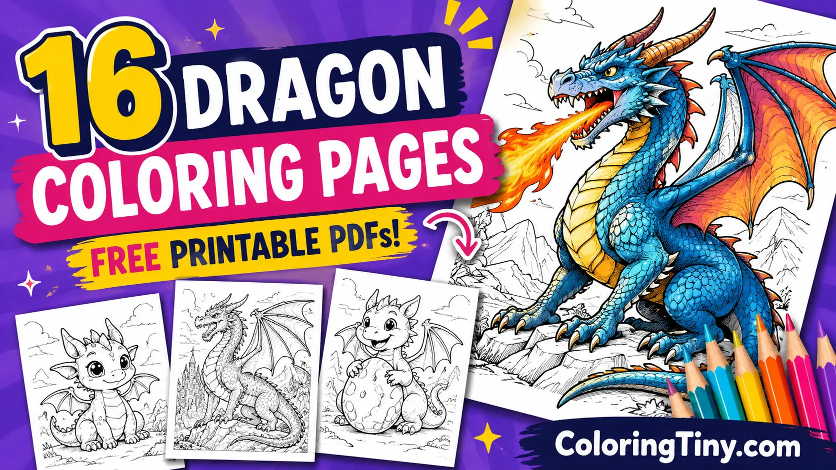 16 Dragon Coloring Pages (Free Printable PDFs)